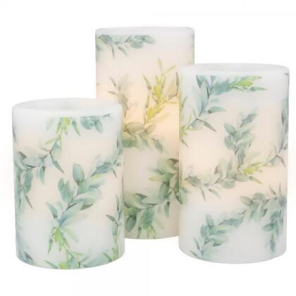 Gift Essentials GE1038 Greenery Bough LED Candle Set - 3 Piece 
