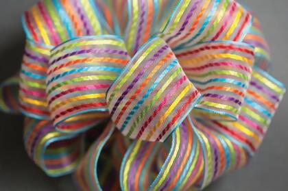MDR Trading AI-197999-Q01 1.5 in. x 50 Yards Wired Multi Color Sheer Stripe  Ribbon