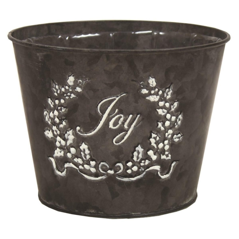 Cama AI-GA3510JYW-Q06 Black Wash with White Joy & Leaves Pattern Planter - Set of 6