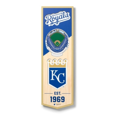 YouTheFan 953708 6 x 19 in. MLB Kansas City Royals 3D Stadium Banner - Kauffman Stadium 