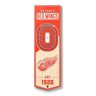 YouTheFan 954255 6 x 19 in. NHL Detroit Red Wings 3D Stadium Banner - Little Caesars Arena 