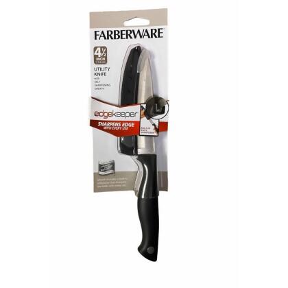 Lifetime 6066964 4.5 in. Farberware Stainless Steel Utility Knife, Black & Silver - 2 Piece 