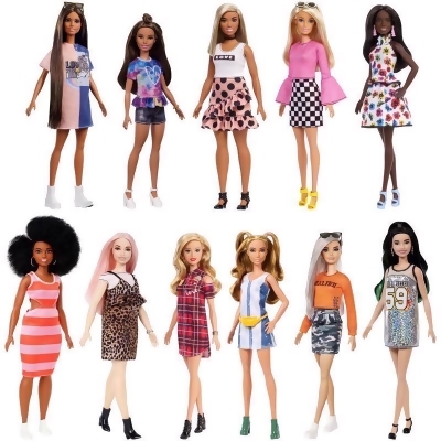 Mattel 9009919 Plastic & Polyester Barbie Fashionista Doll Assortment, Multi Color- Pack of 4 