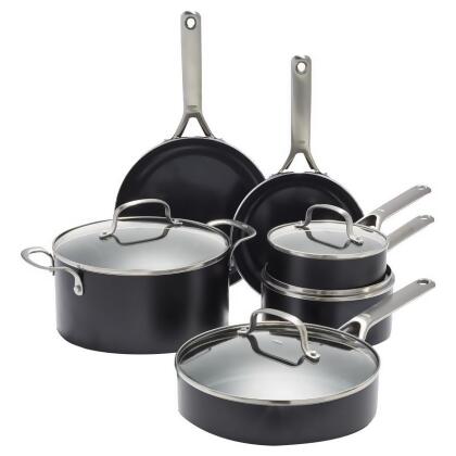 Oxo 6066521 Agility Ceramic Coated Aluminum Cookware Set, Black & Silver 