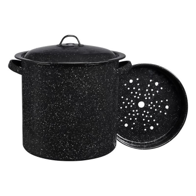 Graniteware 6066968 34 qt. Porcelain Enamel Steamer Pot, Black 