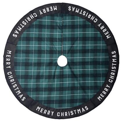 Celebrations 9086671 27 in. Home Merry Christmas Tree Skirt, Black, Green & White - Pack of 4 
