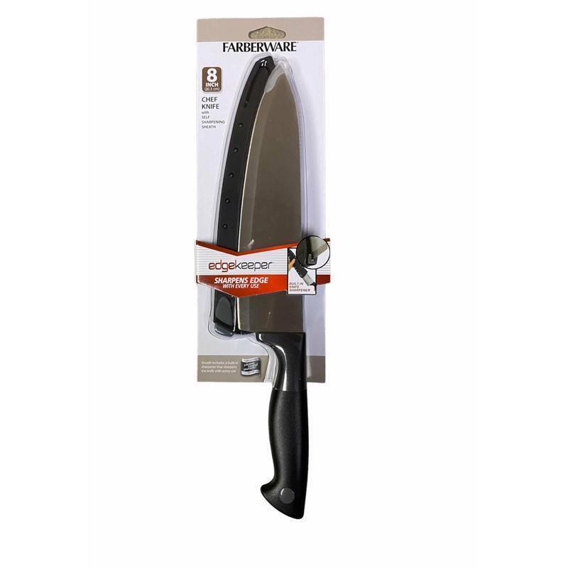 Farberware Chef Knife, with Self Sharpening Sleeve, 8 Inch