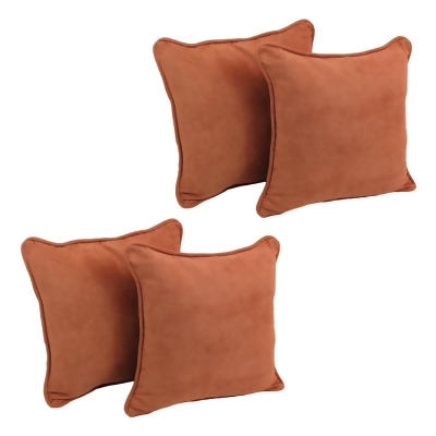 Blazing Needles 9810-CD-S4-MS-SP 18 in. Double-Corded Solid Microsuede Square Throw Pillows with Inserts, Spice - Set of 4 
