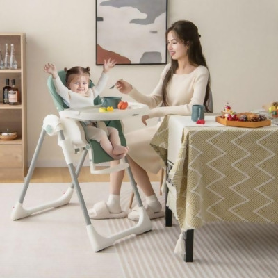 Total Tactic AD10018GN 4-in-1 Foldable Baby High Chair with 7 Adjustable Heights & Free Toys Bar, Green 