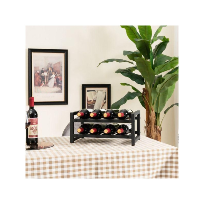 Total Tactic JV10899 2-Tier 8-Bottle Display Wine Rack with Adjustable Foot  Pads