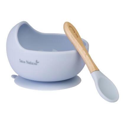 Saro SA1740BL 4.875 x 3.1875 x 6 in. Wave Bowl Feeding Set, Blue 