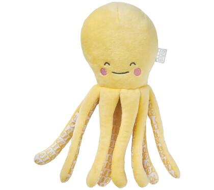 Saro SA0160OCT 9.84 x 2.56 x 4.92 in. Plush Toy, Octopus Yellow 