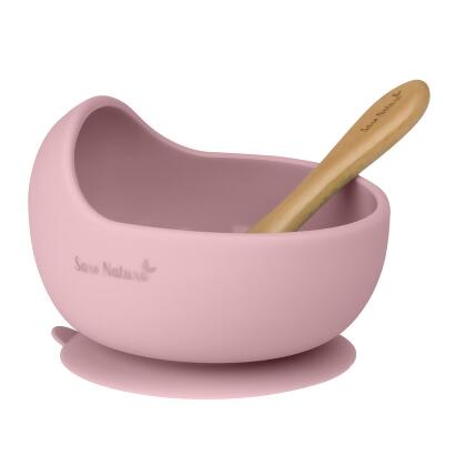 Saro SA1740PK 4.875 x 3.1875 x 6 in. Wave Bowl Feeding Set, Pink 