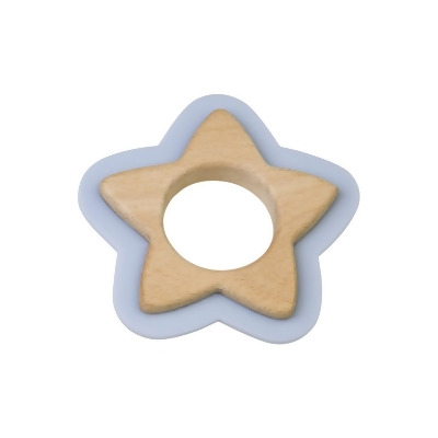 Saro SA1704BL 4 x 0.75 x 5 in. Star Baby Teether, Blue 