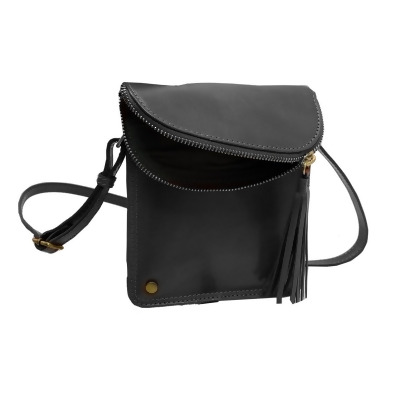 Hadaki HDK759 6 x 1.25 x 7 in. Mobile Leather Xbody Bag, Black 