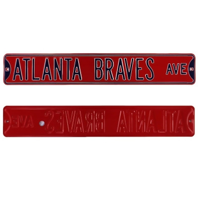 Radtke Sports 1581 Atlanta Braves Avenue Officially Licensed Authentic Steel 36 x 6 in. MLB Street Sign, Red & Navy Blue 