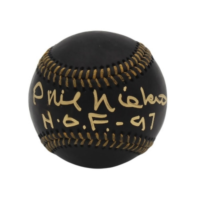 Radtke Sports 17154 MLB Atlanta Braves Phil Niekro Signed Rawlings Black Official Major League Baseball with HOF 97 Inscription 