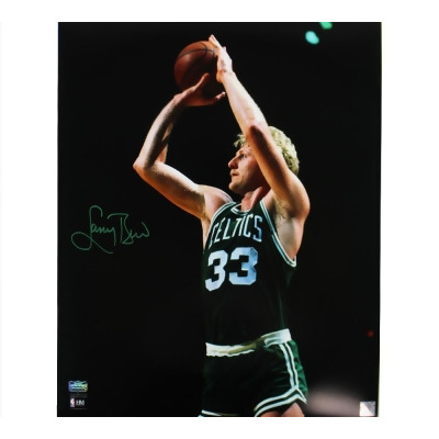 Radtke Sports 22454 16 x 20 in. Larry Bird Signed Boston Celtics Unframed NBA Photo - Jumpshot Black Background 
