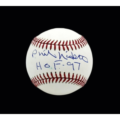 Radtke Sports 17153 MLB Atlanta Braves Phil Niekro Signed Rawlings Official Major League White MLB Baseball with HOF 97 Inscription 