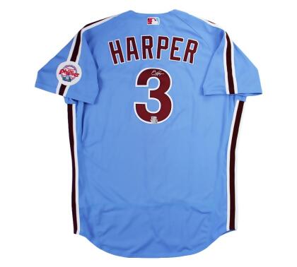 Radtke Sports 23754 Bryce Harper Signed Philadelphia Phillies Nike Authentic Blue Alternate MLB Jersey 