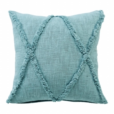HomeRoots 517100 20 x 20 in. Geometric Zippered Square Cotton Throw Pillow, Blue 