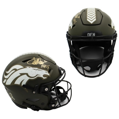 Radtke Sports 23106 Terrell Davis Signed Denver Broncos Speed Flex Authentic Salute To Service NFL Helmet with HOF 17 Inscription 