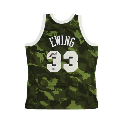 Radtke Sports 24007 Patrick Ewing Signed York Knicks Mitchell & Ness Swingman Ghost NBA Jersey, Green & Camo 