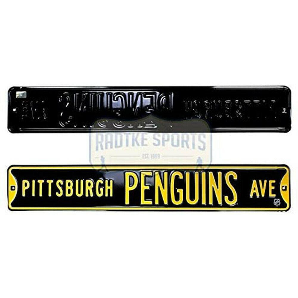 Radtke Sports 6390 36 x 6 in. Pittsburgh Penguins Avenue Officially Licensed Authentic Steel NHL Street Sign, Black & Gold