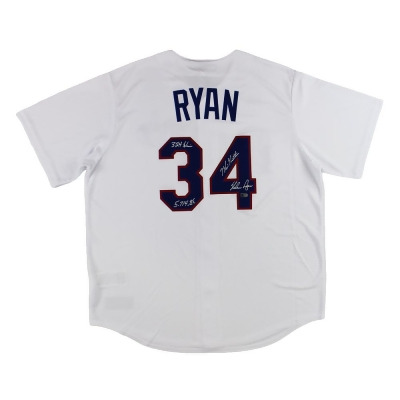 Radtke Sports 21147 Nolan Ryan Signed Texas Rangers Nike Authentic Cool Base White MLB Jersey with 3 Inscriptions 