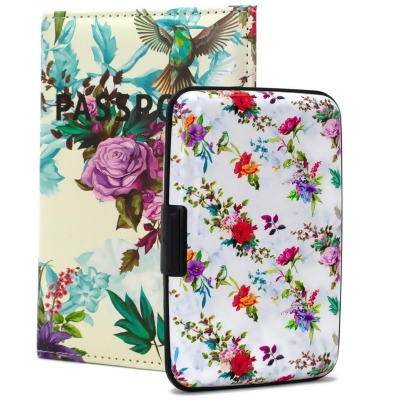 Miami CarryOn RFIDWSWHFL RFID Protected Wallet and Passport Cover Set (Paradise Garden) 