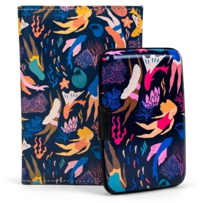 Miami CarryOn RFIDWSWWMER RFID Protected Wallet and Passport Cover Set (Wild Mermaids) 
