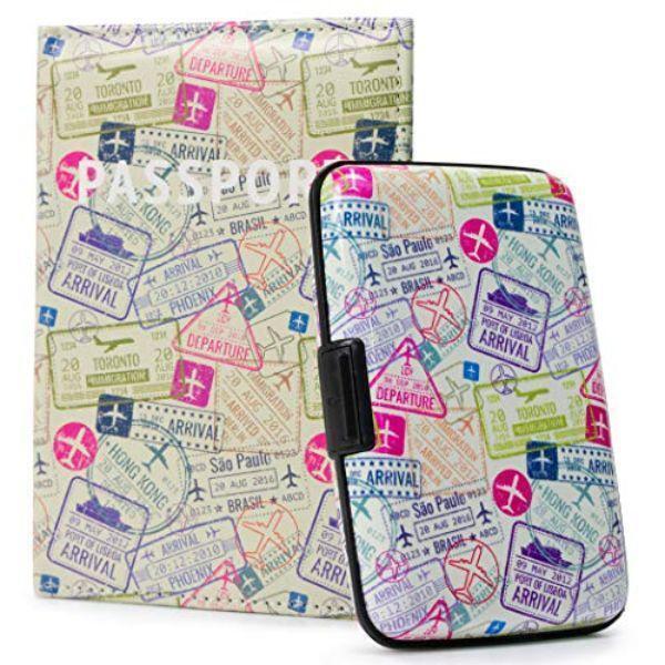Miami CarryOn RFIDWSSTAMP RFID Protected Wallet and Passport Cover Set (Stamps)
