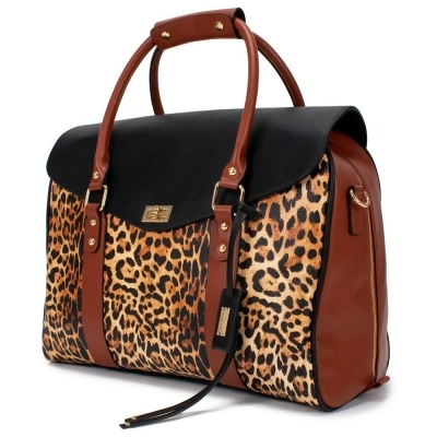 BADGLEY MISCHKA BMWKLEO Leopard Vegan Leather Travel Tote Weekender Bag 