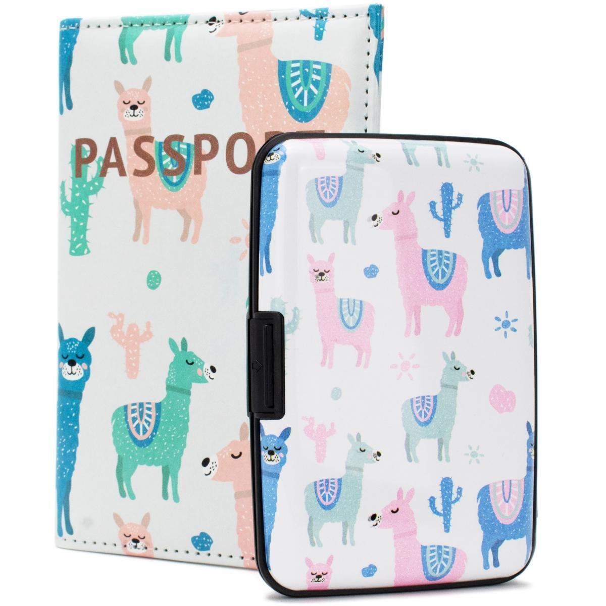 Miami CarryOn RFIDWSCLLLAM RFID Protected Wallet and Passport Cover Set (Llamas in Color)