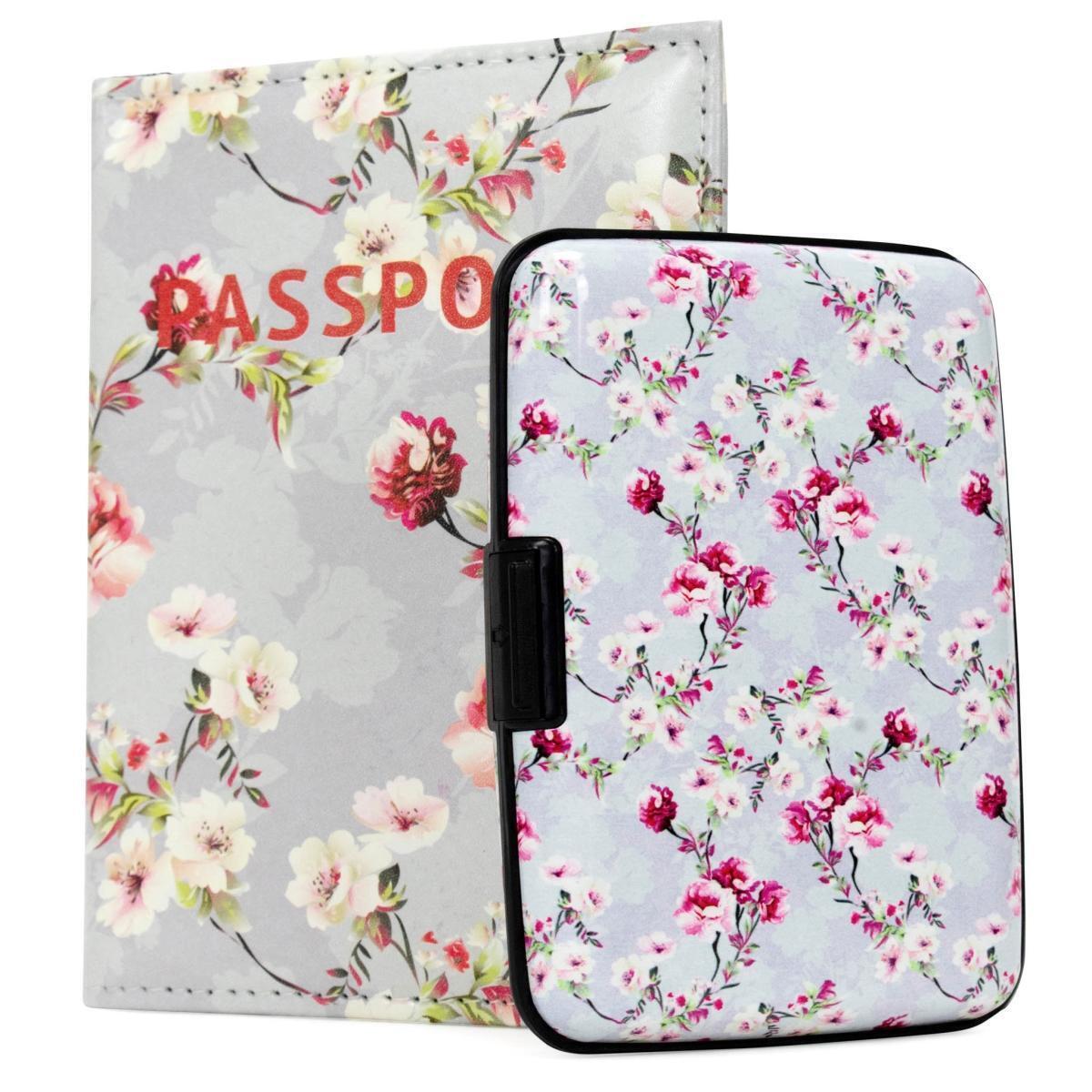 Miami CarryOn RFIDWSBLS RFID Protected Wallet and Passport Cover Set (Blossom)