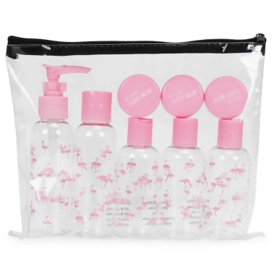 Miami CarryOn TRBT08FLA 9 Piece TSA Approved Travel Bottle Set - BPA Free (Flamingos) 