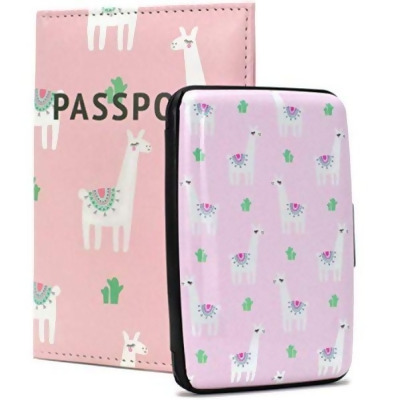 Miami CarryOn RFIDWSPKLLAM RFID Protected Wallet and Passport Cover Set (Llamas on Pink) 