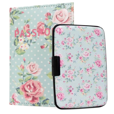 Miami CarryOn RFIDWSVTRS RFID Protected Wallet and Passport Cover Set (Vintage Roses) 