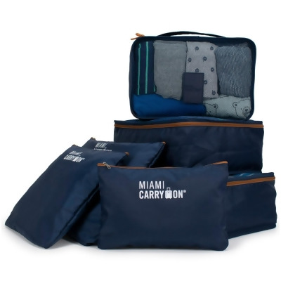 Miami CarryOn TL6SBGNYTN Collins 6-Piece Packing Cubes Luggage Organizer (Navy+Tan) 