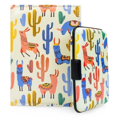 Miami CarryOn RFIDWSCLLM RFID Protected Wallet and Passport Cover Set (Colorful Llamas) 