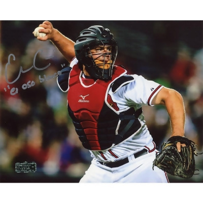 Radtke Sports 3054 8 x 10 in. Evan Gattis Signed Atlanta Braves Unframed MLB Photo - Throwing with El Oso Blanco Inscription 