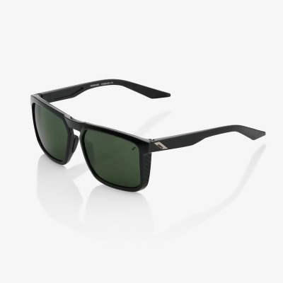 100 Percent 60021-00000 Reshaw Sunglasses, Soft Gloss Black, Grey & Green Lens 