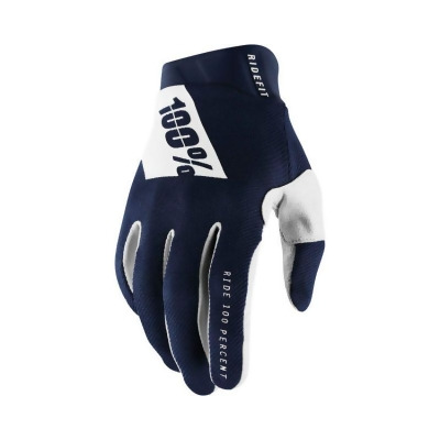 100 Percent 10014-375-10 Mens Ridefit Gloves, Navy & White - Small 