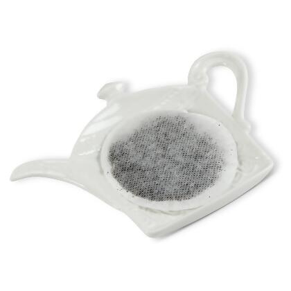 Abbott Collection AB-27-BLANC-705 5 in. Teapot Teabag Plate, White 