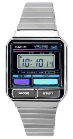 Casio A120WE-1A Vintage Digital Stainless Steel Bracelet Quartz Unisex Watch, Black - Adult