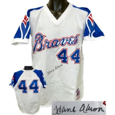 RDB Holdings CTBL-036982 Hank Aaron Signed Atlanta Braves 1974 Authentic Mitchell & Ness Cooperstown Collection MLB Jersey - Size 48 