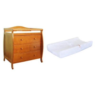 AFG Baby Furniture 3358O-554-1 Grace 3-Drawer Changing Table with Contoured Changing Pad & Fabric Cover, Oak 