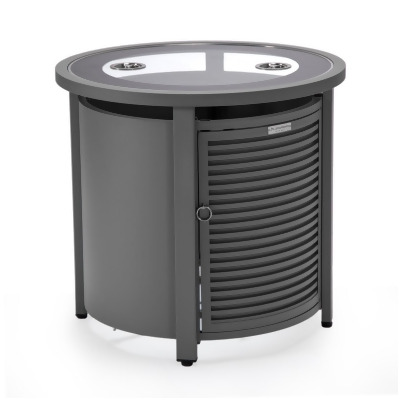 LeisureMod WHS24GR 22.24 x 23.6 x 23.6 in. Walbrooke Patio Round Tank Holder with Slats Design, Grey 