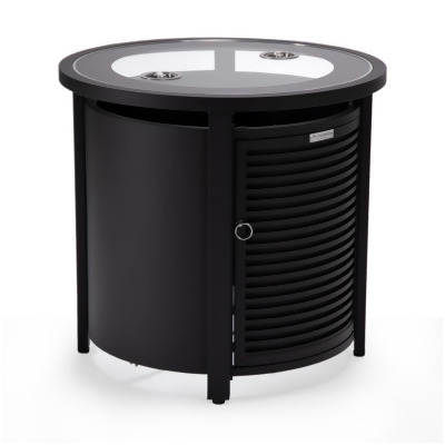 LeisureMod WHS24BL 22.24 x 23.6 x 23.6 in. Walbrooke Patio Round Tank Holder with Slats Design, Black 