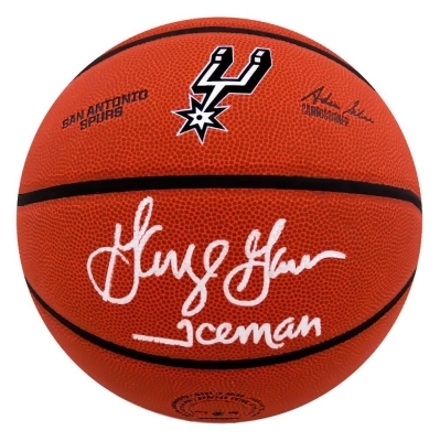 Schwartz Sports Memorabilia GERBSK223 George Gervin Signed San Antonio Spurs Logo Wilson NBA Basketball with Iceman 